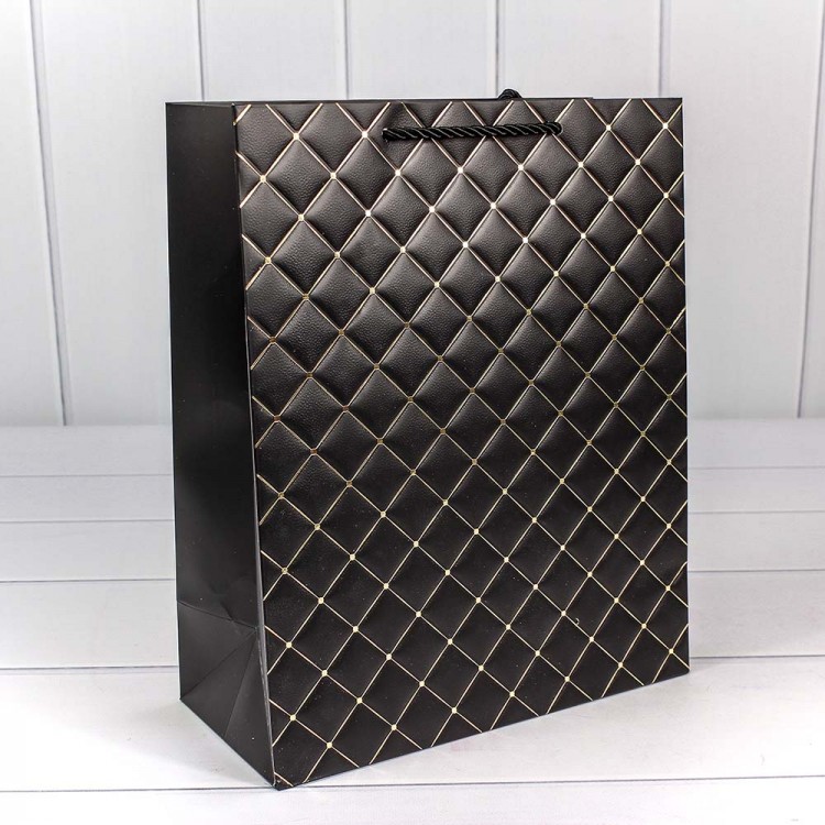 Пакет подарочный "Ромб" Чёрный 26*32*12 210г 1/20 1/120 Арт: 000391C/2