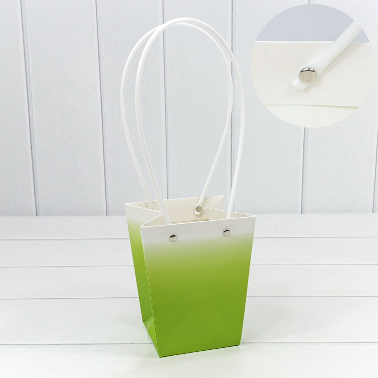 Пакет подарочный "Ваза для цветов" 15,5*13*9,5 260г "Градиент" Зелёный 1/10 1/150 Арт: 000184G/7