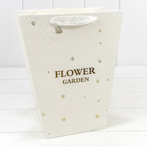 Пакет подарочный "Ваза для цветов" 25*30*16 260г "Flower Garden" Белый 1/10 1/200 Арт: 000233K/4