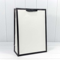 Пакет подарочный "Рамка широкая" Белый/Чёрный 32*45*15 230г 1/20 1/80 Арт: 000203A