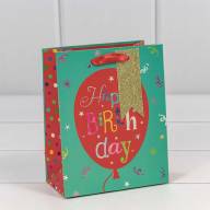 Пакет подарочный с тиснением &quot;Happy Birthday&quot; (микс) 12*15*6,7 210г 1/20 1/240 Арт: 000159H - Пакет подарочный с тиснением "Happy Birthday" (микс) 12*15*6,7 210г 1/20 1/240 Арт: 000159H