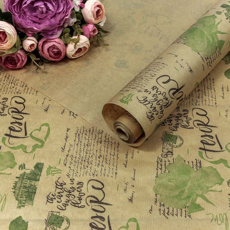 Бумага Крафт 0,72*10м Верже 40г "Эстер" Яблочно-зелёный 1/22 Арт: 1403/50