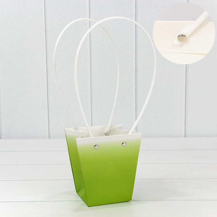 Пакет подарочный "Ваза для цветов" 12,5*12*8 260г "Градиент" Зелёный 1/10 1/200 Арт: 000184H/7