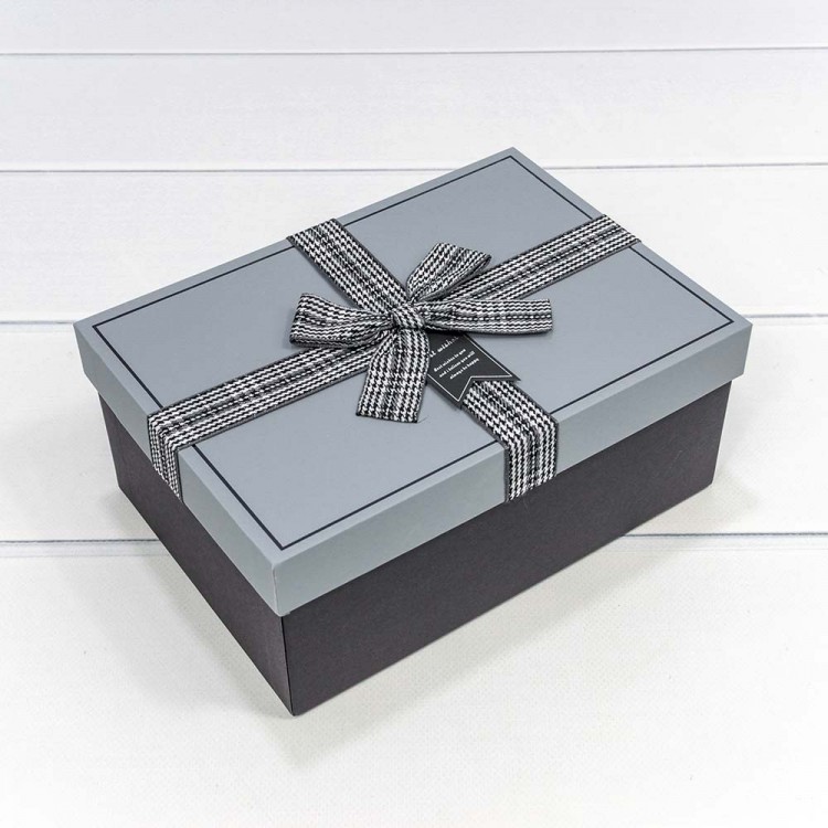 Коробки Прямоугольные Набор 1/3 22,5*16*9,5 с бантом Серый/Чёрный 1/20 Арт: 7209135/2