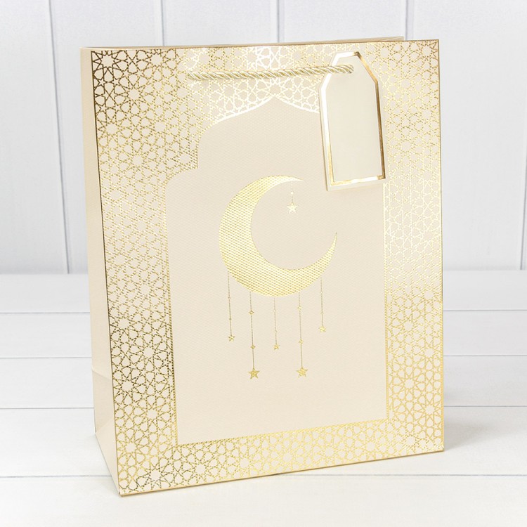 Пакет подарочный с тиснением "Полумесяц" (293) 26*32*12 210г Бежевый 1/20 1/240 Арт: 000293C/5