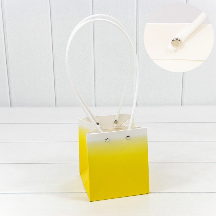 Пакет подарочный "Ваза для цветов" 13*11,5*11,5 260г "Градиент" Жёлтый 1/10 1/150 Арт: 000184F/5