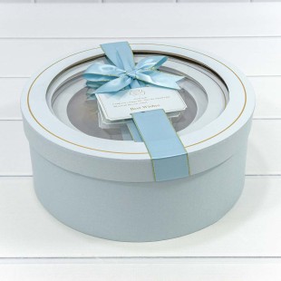 Коробки Круглые Набор 1/3 28*11,5 с окошком и бантом Голубой 1/12 Арт: 721302/5