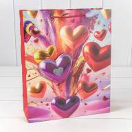 Пакет подарочный с 3D аппликацией "Сердца" (микс 112) 26*32*10 210г 1/20 1/240 Арт: 000112C - Пакет подарочный с 3D аппликацией "Сердца" (микс 112) 26*32*10 210г 1/20 1/240 Арт: 000112C