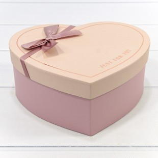 Коробки "Сердце" Набор 1/3 22,2*19,5*9 с бантом "Just For You" Пудровый 1/12 Арт: 720621/3