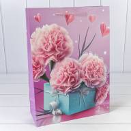 Пакет подарочный с 3D аппликацией &quot;Гвоздики&quot; (микс 260) 30*41,5*12 210г 1/20 1/80 Арт: 000260A - Пакет подарочный с 3D аппликацией "Гвоздики" (микс 260) 30*41,5*12 210г 1/20 1/80 Арт: 000260A