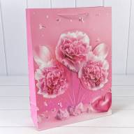 Пакет подарочный с 3D аппликацией &quot;Гвоздики&quot; (микс 260) 30*41,5*12 210г 1/20 1/80 Арт: 000260A - Пакет подарочный с 3D аппликацией "Гвоздики" (микс 260) 30*41,5*12 210г 1/20 1/80 Арт: 000260A