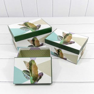 Коробки Прямоугольные Набор 1/3 22*15*11,5 "Листья" 1/18 Арт: 7213367/0453