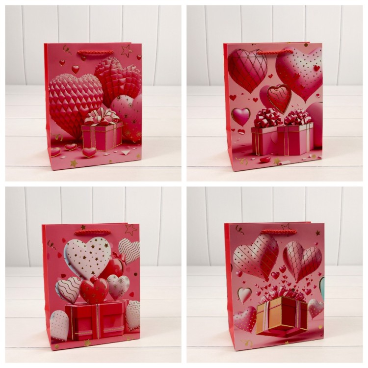 Пакет подарочный с тиснением "Сердца" (микс 110) 18*23*10 210г 1/20 1/360 Арт: 000110E